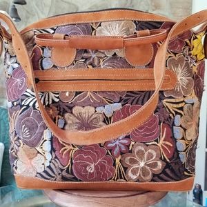 Suede and embroidered Weekender bag